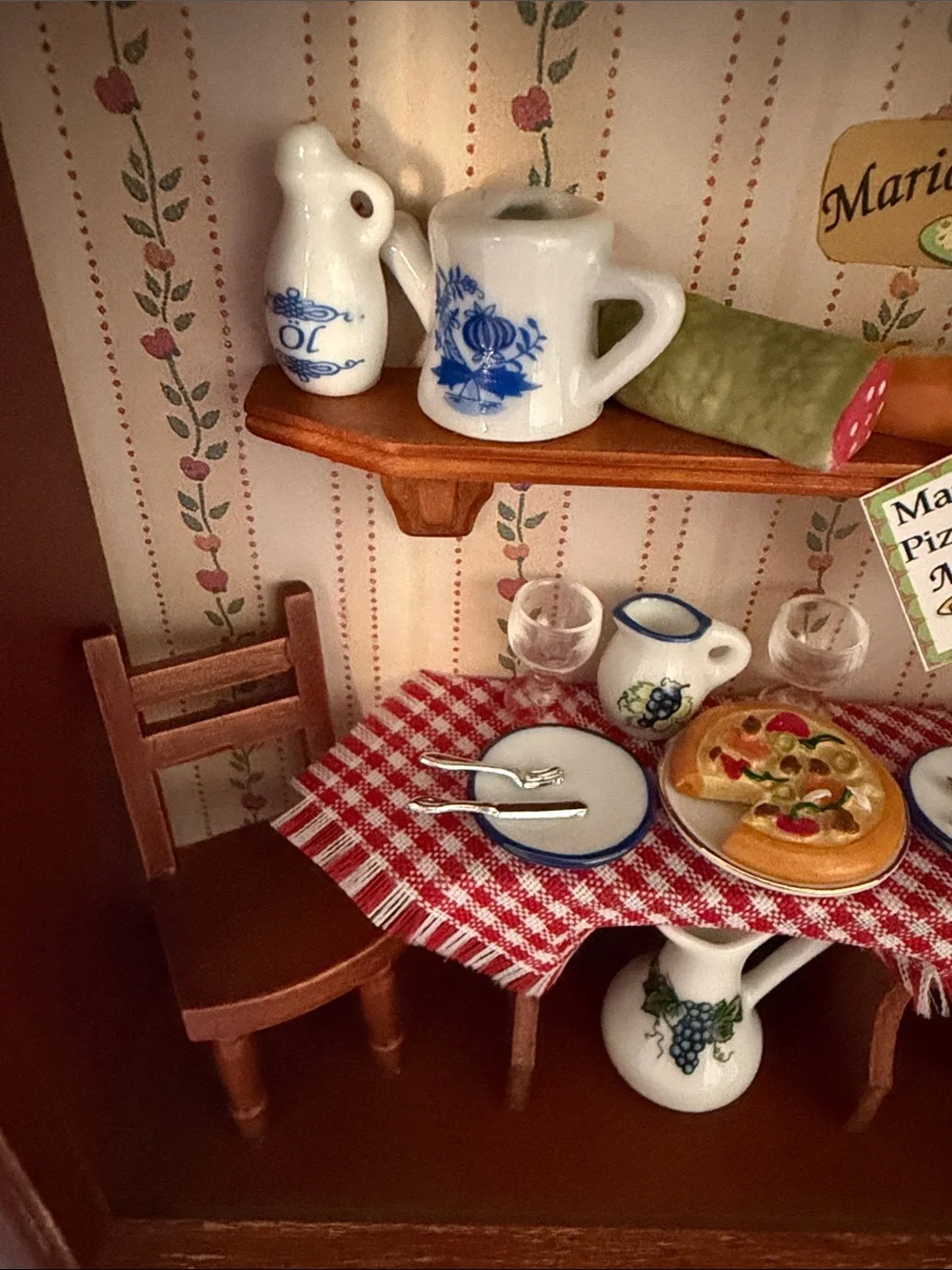 Vintage Miniature Italian Restaurant Shadow Box – Handcrafted Wall Art